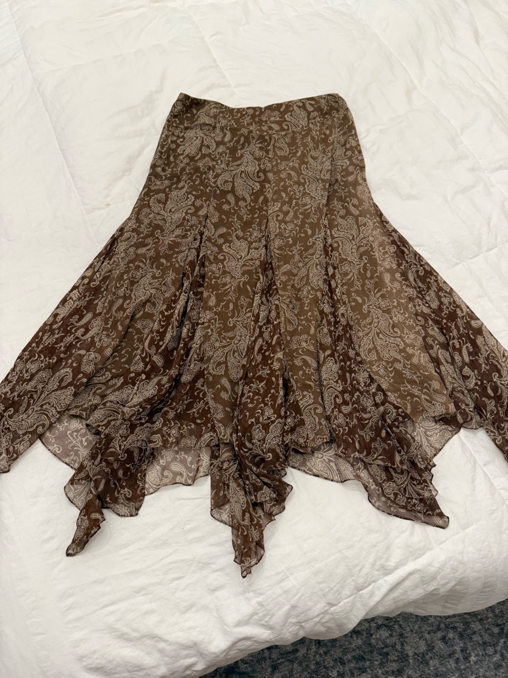 Lauren Ralph Lauren Brown Paisley Handkerchief Hem Skirt